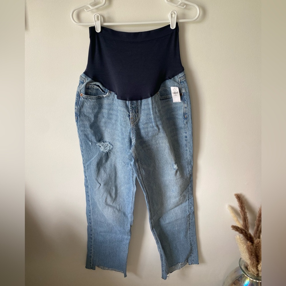 Maternity slouchy straight full panel jeans